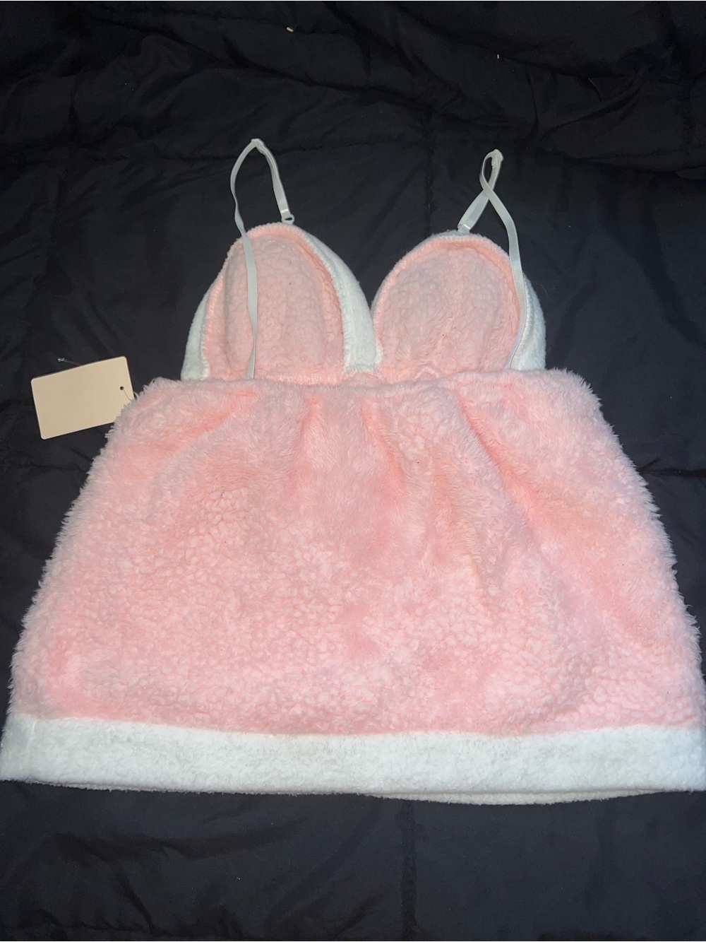 Plush Pink Lace-Trim Sleep Cami with White Accents - Picture 3 of 3